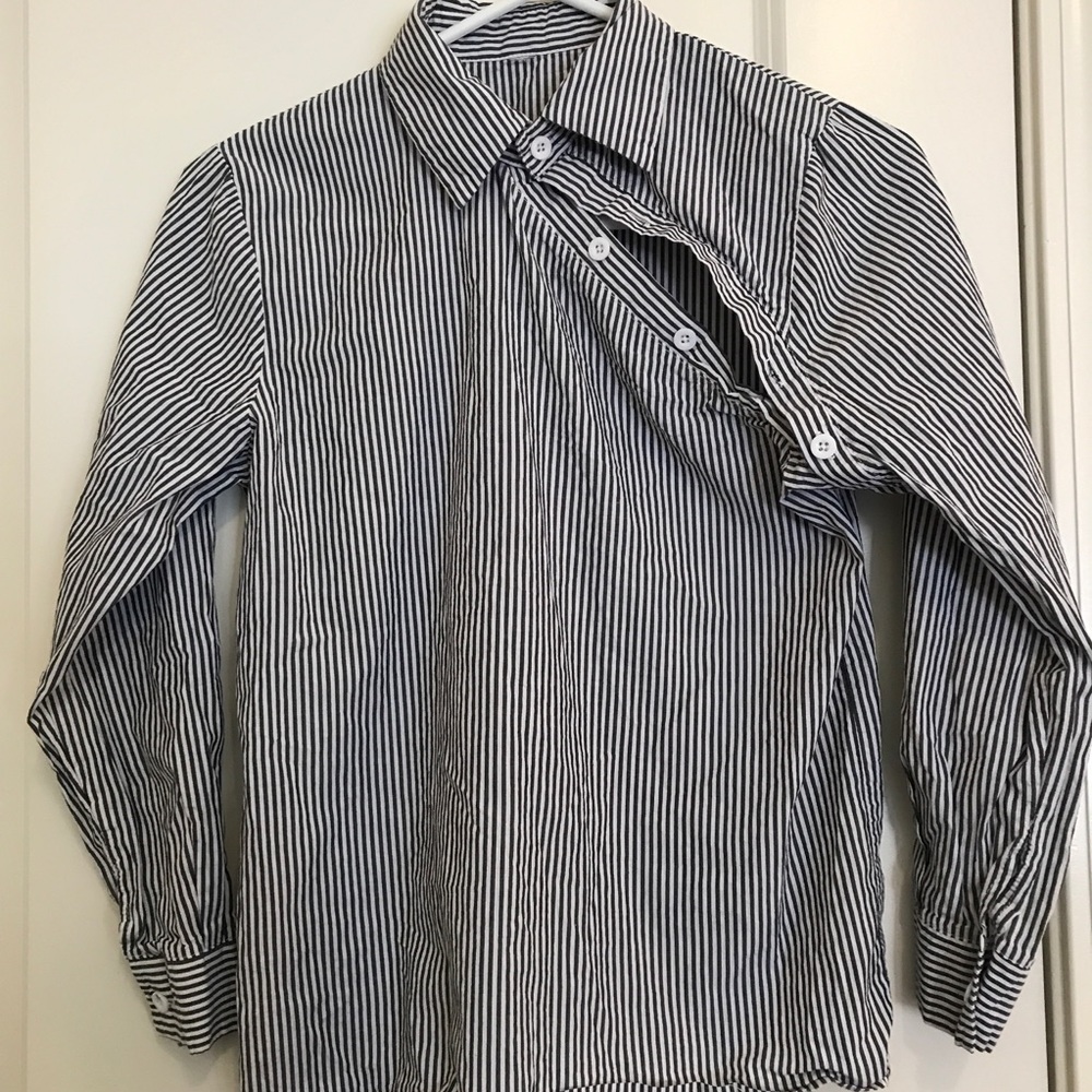 Asymmetrical Striped Button Up